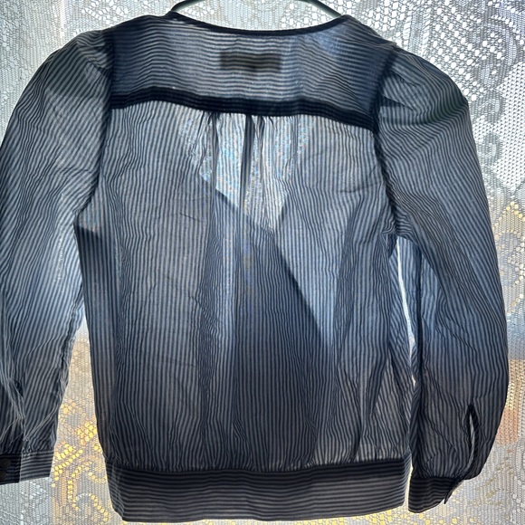 Madewell Light Blue/White Pin Stripe Wrap Blouse - Picture 4 of 8